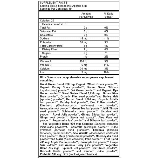 Glorious Greens Organic/Wild Crafted Prebiotic Superfoods