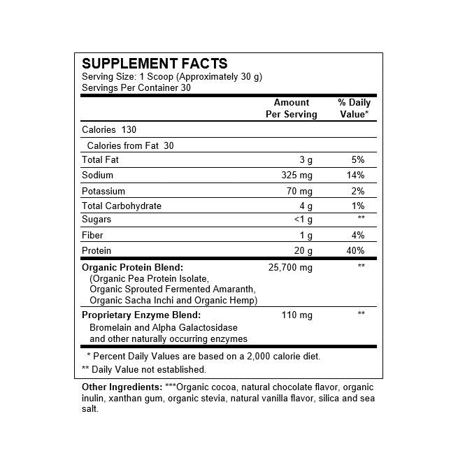 Organic Prebiotic Sprouted Plant Protein Chocolate